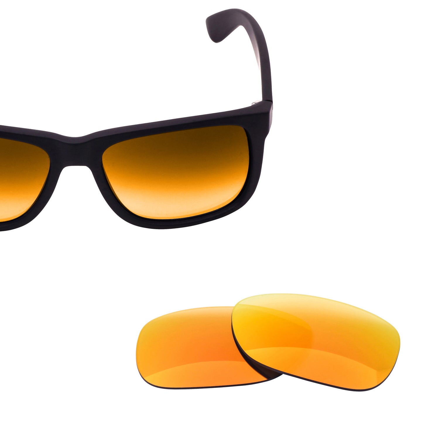 Ray-ban replacement lenses for Justin Frame- Fire Red Mirror